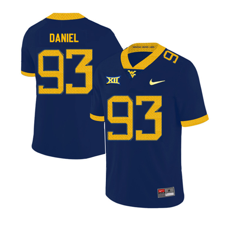 NCAA Men's Matt Daniel West Virginia Mountaineers Navy #93 Nike Stitched Football College 2019 Authentic Jersey TK23S53HO